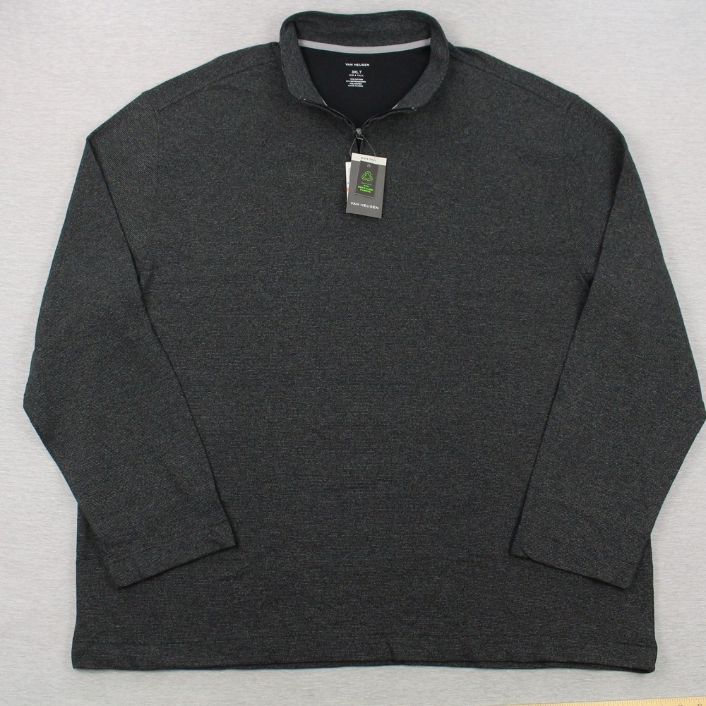 Van Heusen Essential Ottoman 1/4 Zip Pullover Men 3XLT Dark Iron Long Sleeve NEW